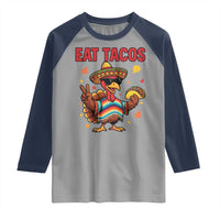 Funny Turkey Thanksgiving Raglan Shirt Eat Tacos - Wonder Print Shop