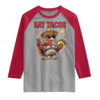 Funny Turkey Thanksgiving Raglan Shirt Eat Tacos - Wonder Print Shop