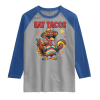 Funny Turkey Thanksgiving Raglan Shirt Eat Tacos - Wonder Print Shop