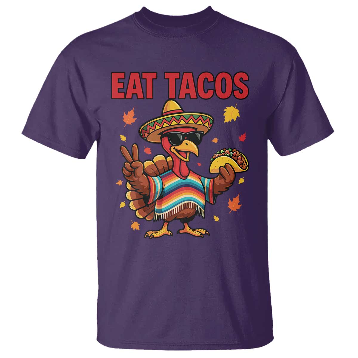 Funny Turkey Thanksgiving T Shirt Eat Tacos - Wonder Print Shop