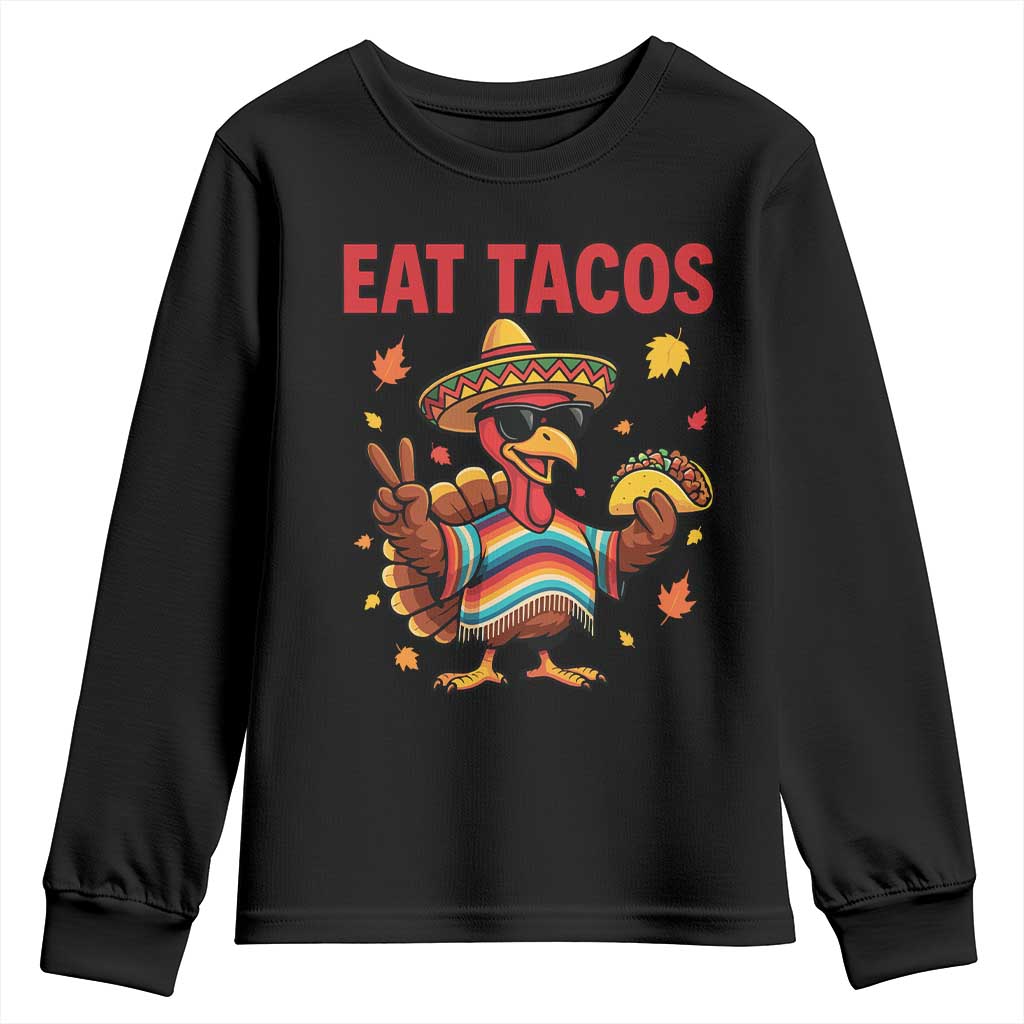 Funny Turkey Thanksgiving Youth Sweatshirt Eat Tacos - Wonder Print Shop