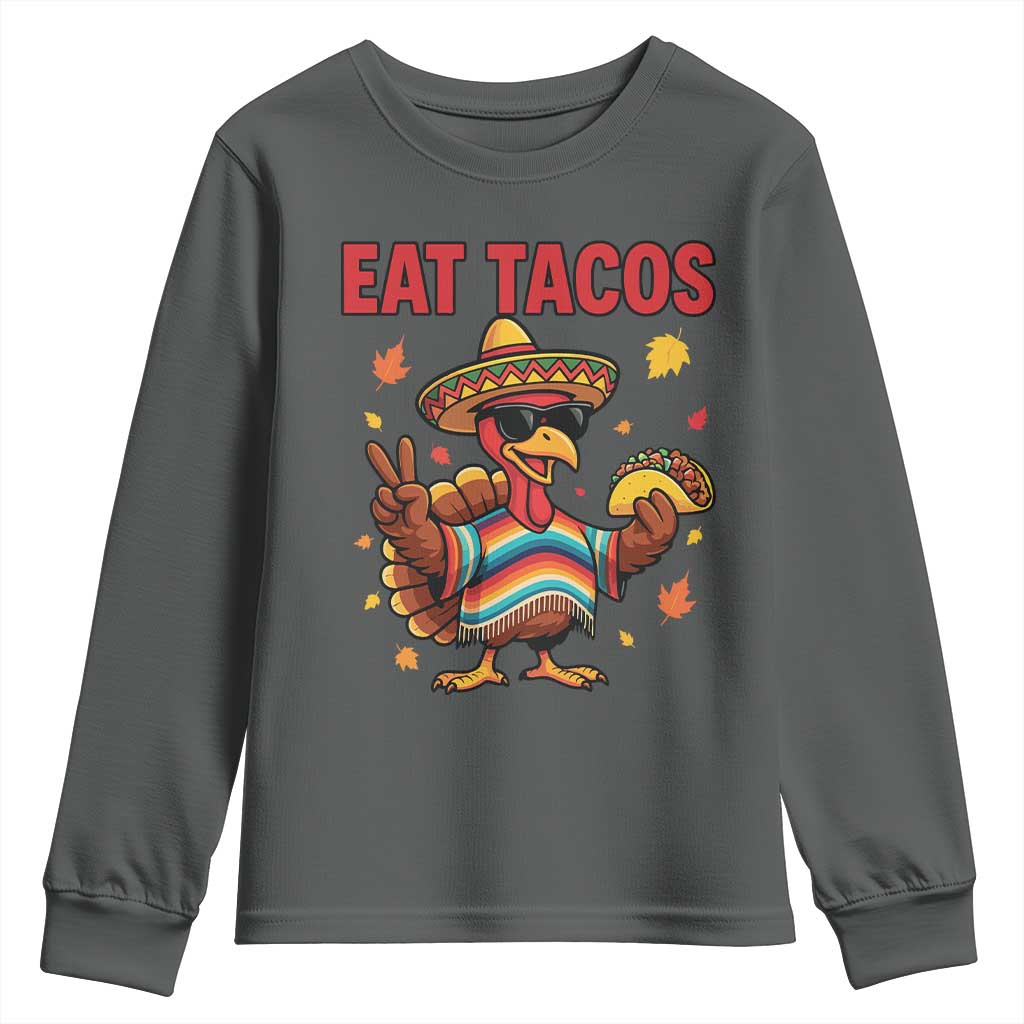 Funny Turkey Thanksgiving Youth Sweatshirt Eat Tacos - Wonder Print Shop