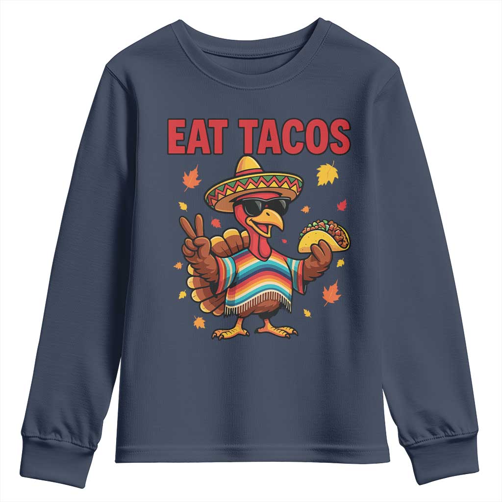 Funny Turkey Thanksgiving Youth Sweatshirt Eat Tacos - Wonder Print Shop
