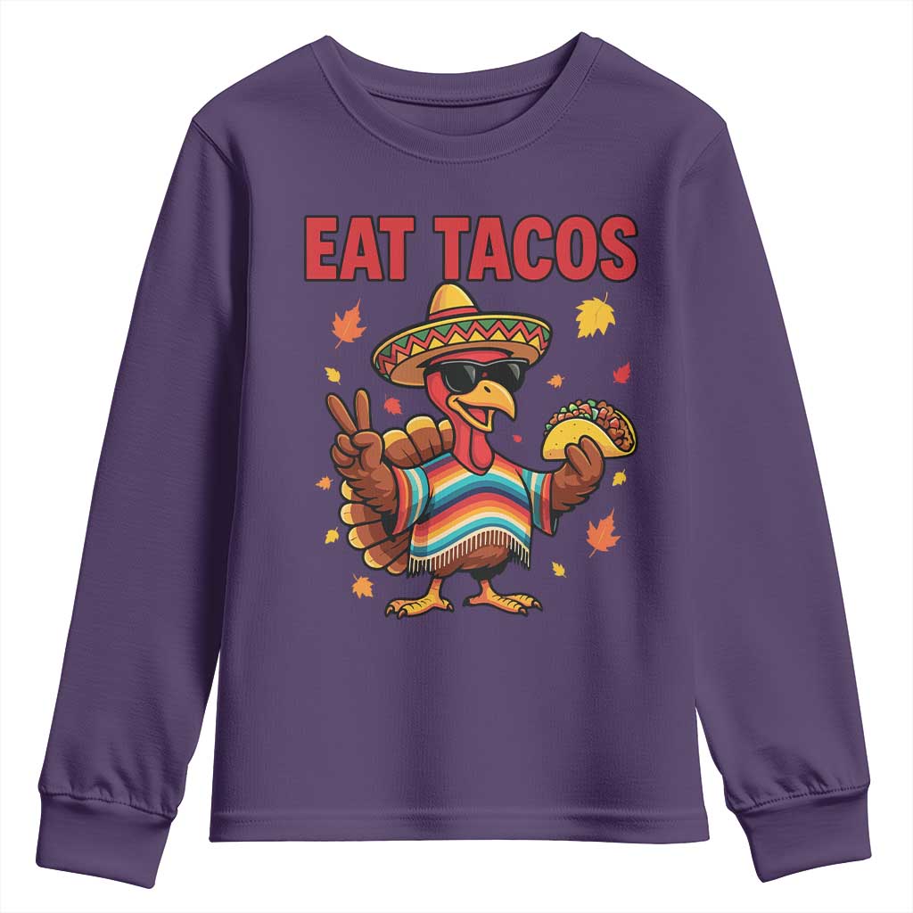 Funny Turkey Thanksgiving Youth Sweatshirt Eat Tacos - Wonder Print Shop