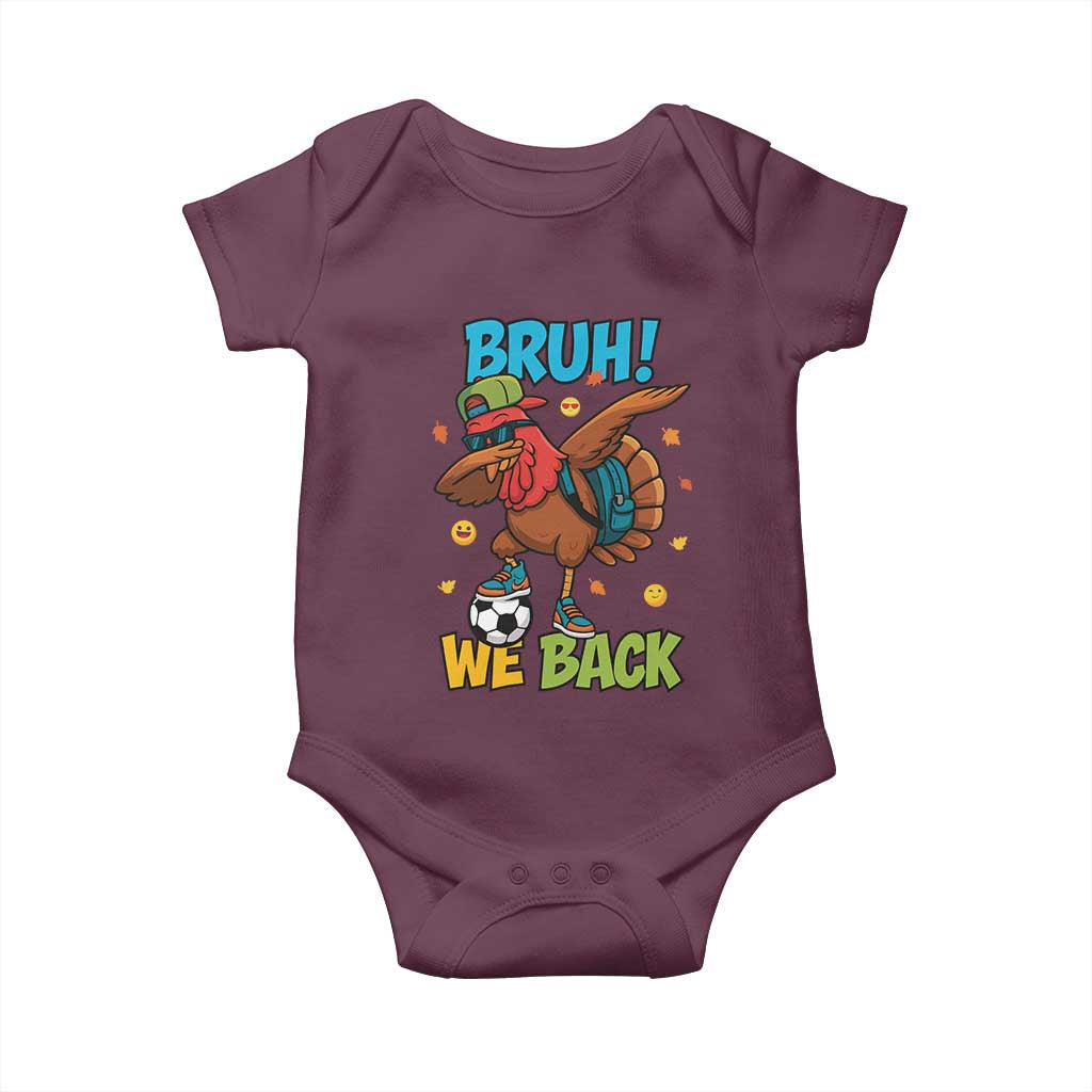 Funny Thanksgiving Turkey Baby Onesie Bruh We Back To School - Wonder Print Shop