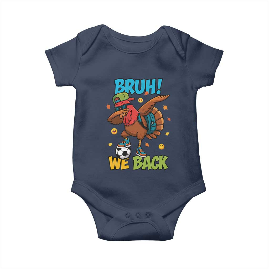 Funny Thanksgiving Turkey Baby Onesie Bruh We Back To School - Wonder Print Shop