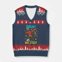 Funny Thanksgiving Turkey V-Neck Knit Sweater Vest Bruh We Back To School - Wonder Print Shop
