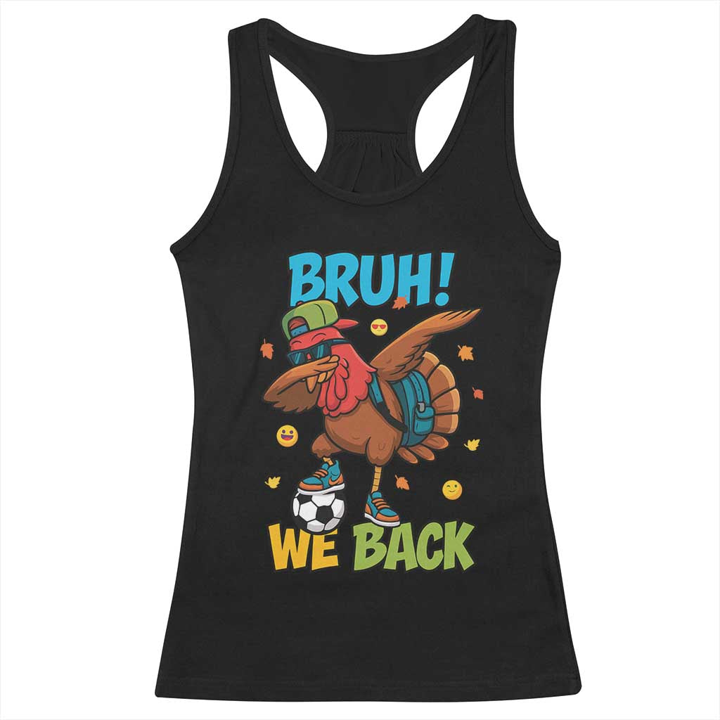 Funny Thanksgiving Turkey Racerback Tank Top Bruh We Back To School - Wonder Print Shop