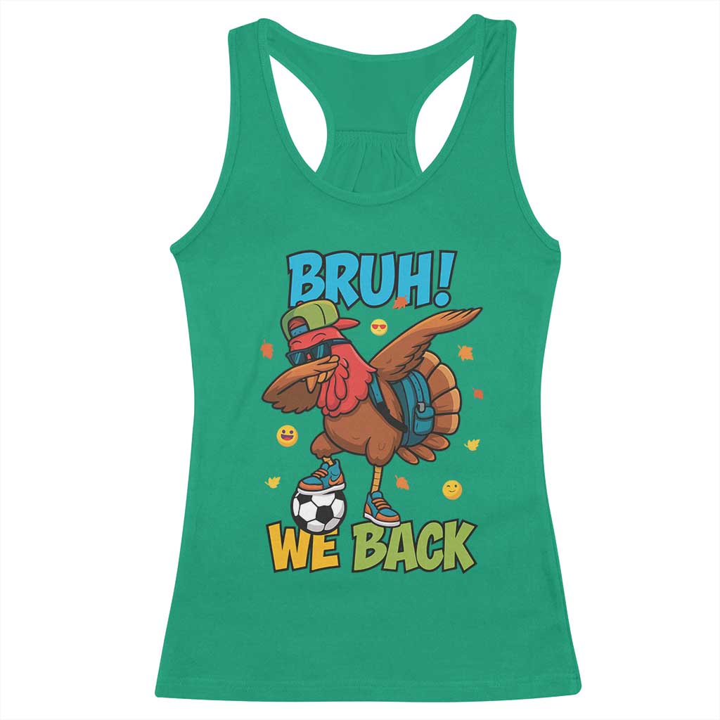 Funny Thanksgiving Turkey Racerback Tank Top Bruh We Back To School - Wonder Print Shop