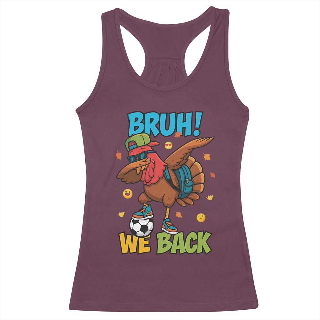 Funny Thanksgiving Turkey Racerback Tank Top Bruh We Back To School - Wonder Print Shop