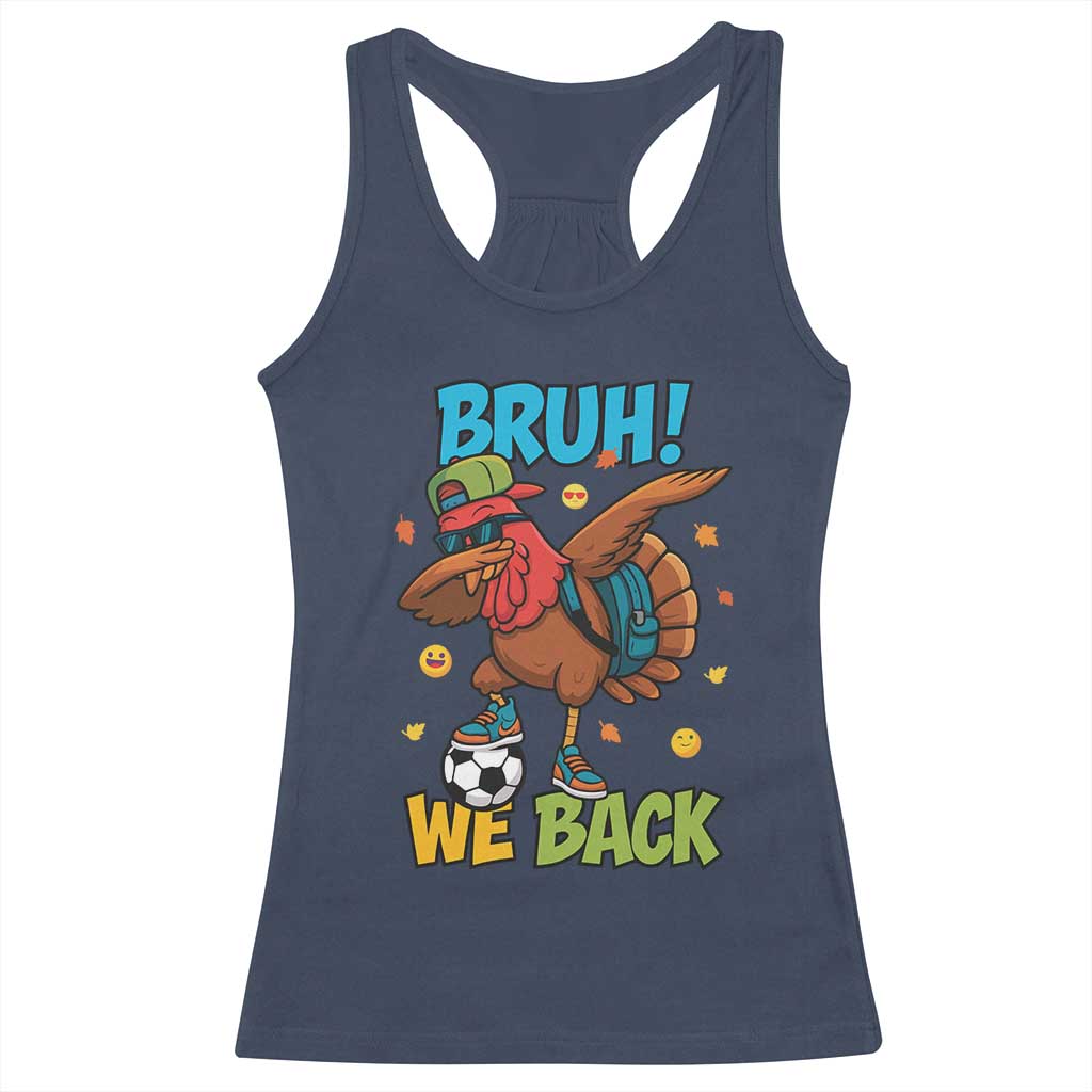 Funny Thanksgiving Turkey Racerback Tank Top Bruh We Back To School - Wonder Print Shop