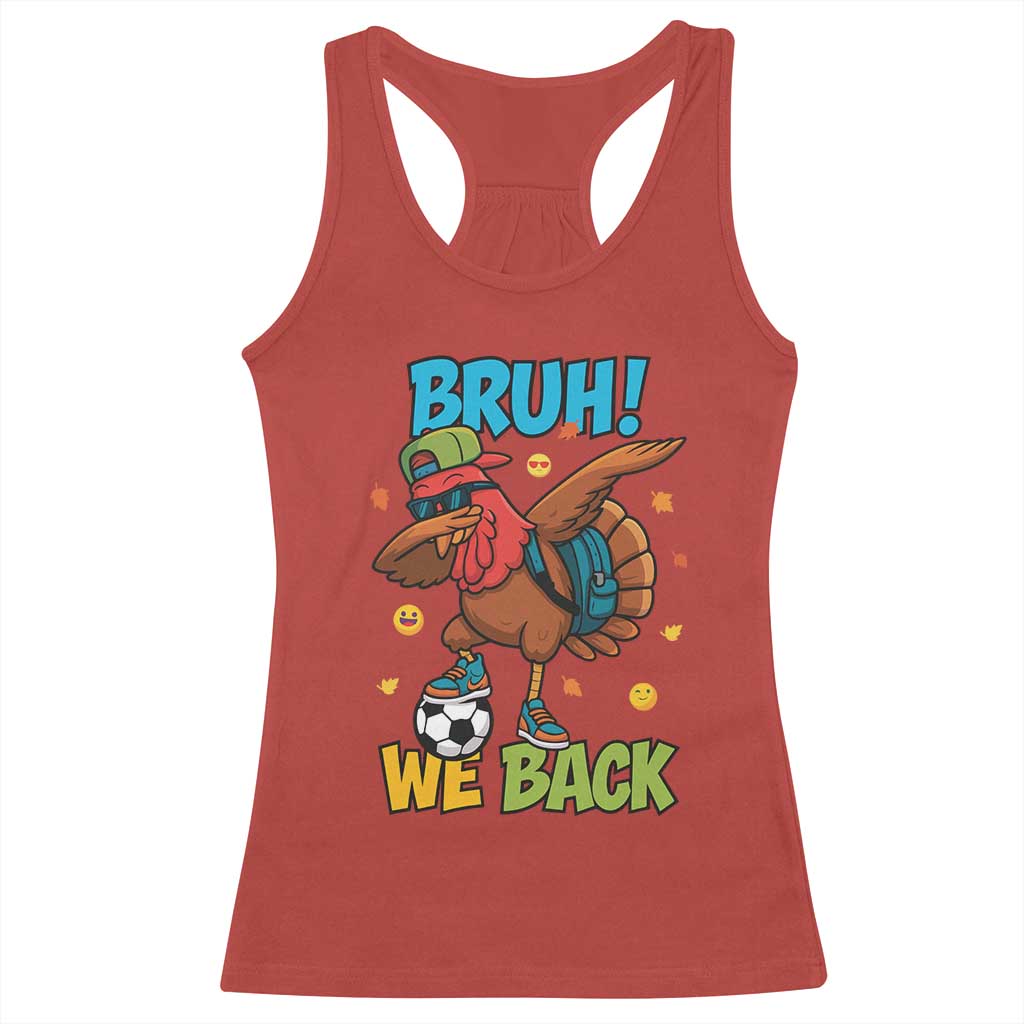 Funny Thanksgiving Turkey Racerback Tank Top Bruh We Back To School - Wonder Print Shop