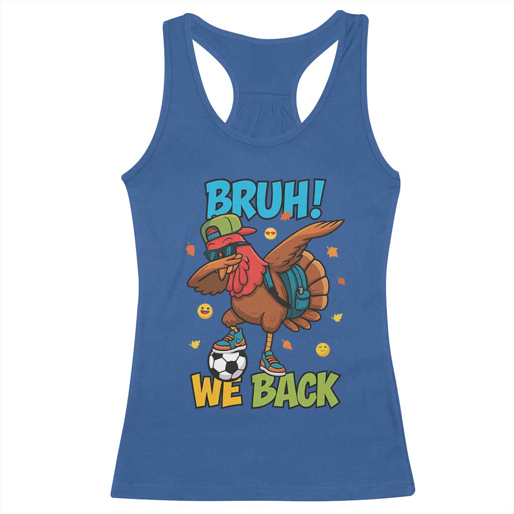 Funny Thanksgiving Turkey Racerback Tank Top Bruh We Back To School - Wonder Print Shop