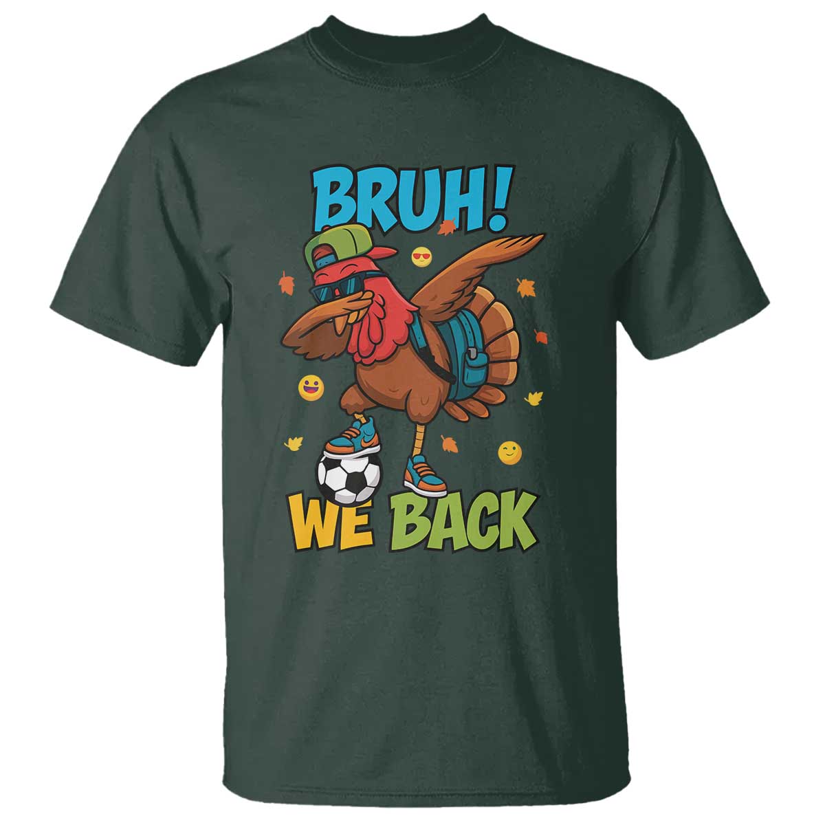 Funny Thanksgiving Turkey T Shirt Bruh We Back To School - Wonder Print Shop