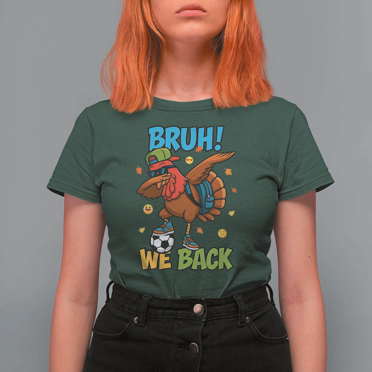 Funny Thanksgiving Turkey T Shirt For Women Bruh We Back To School - Wonder Print Shop