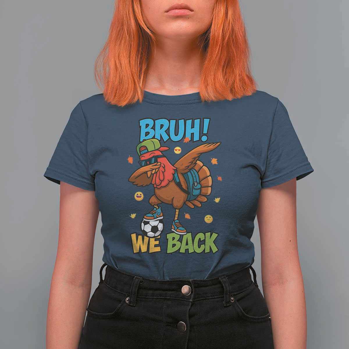 Funny Thanksgiving Turkey T Shirt For Women Bruh We Back To School - Wonder Print Shop