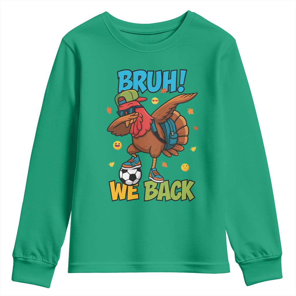 Funny Thanksgiving Turkey Youth Sweatshirt Bruh We Back To School - Wonder Print Shop