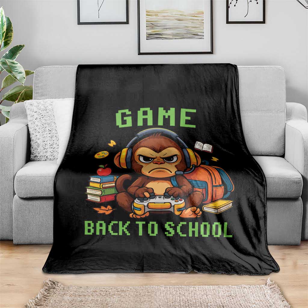 Funny Video Game Throw Blanket Cute Monkey Back To School - Wonder Print Shop