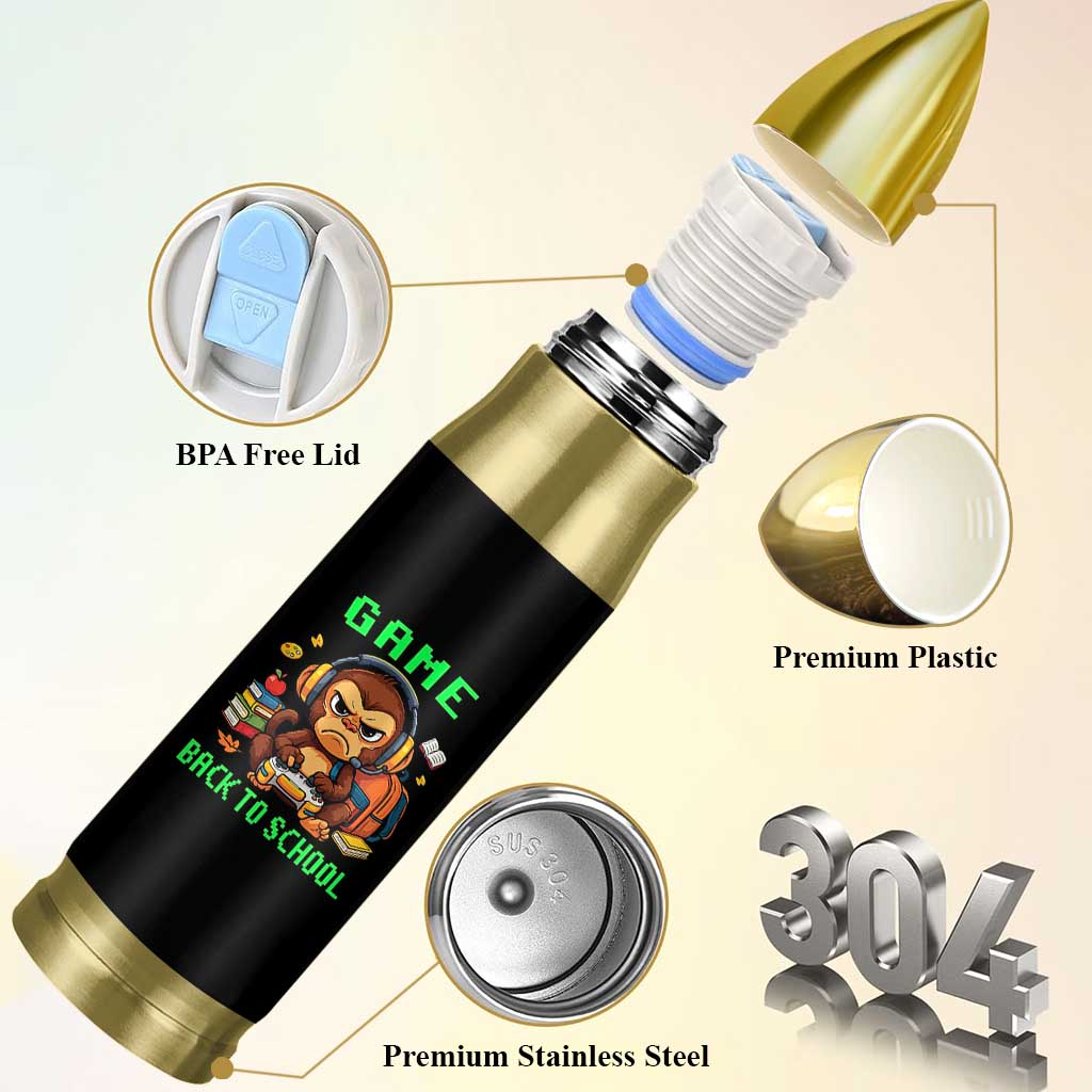 Funny Video Game Bullet Tumbler Cute Monkey Back To School - Wonder Print Shop