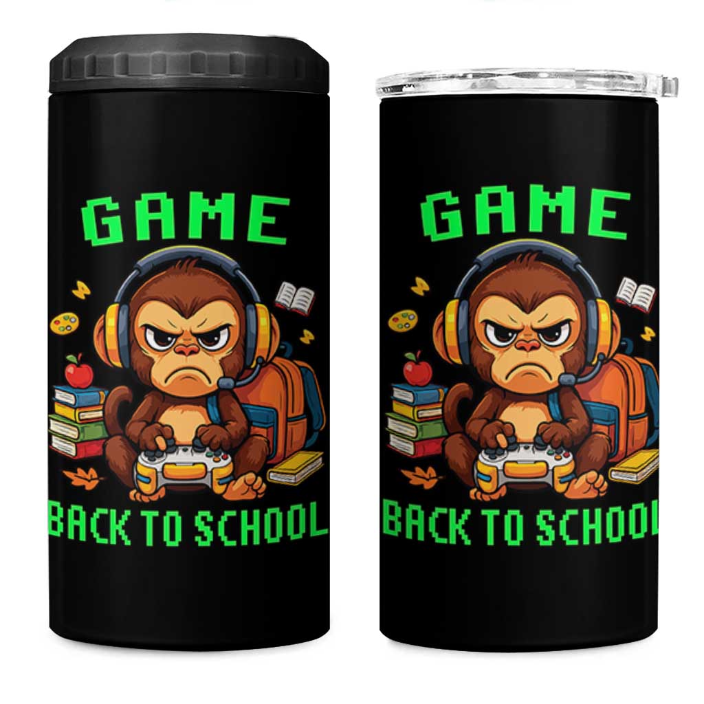 Funny Video Game 4 in 1 Can Cooler Tumbler Cute Monkey Back To School - Wonder Print Shop