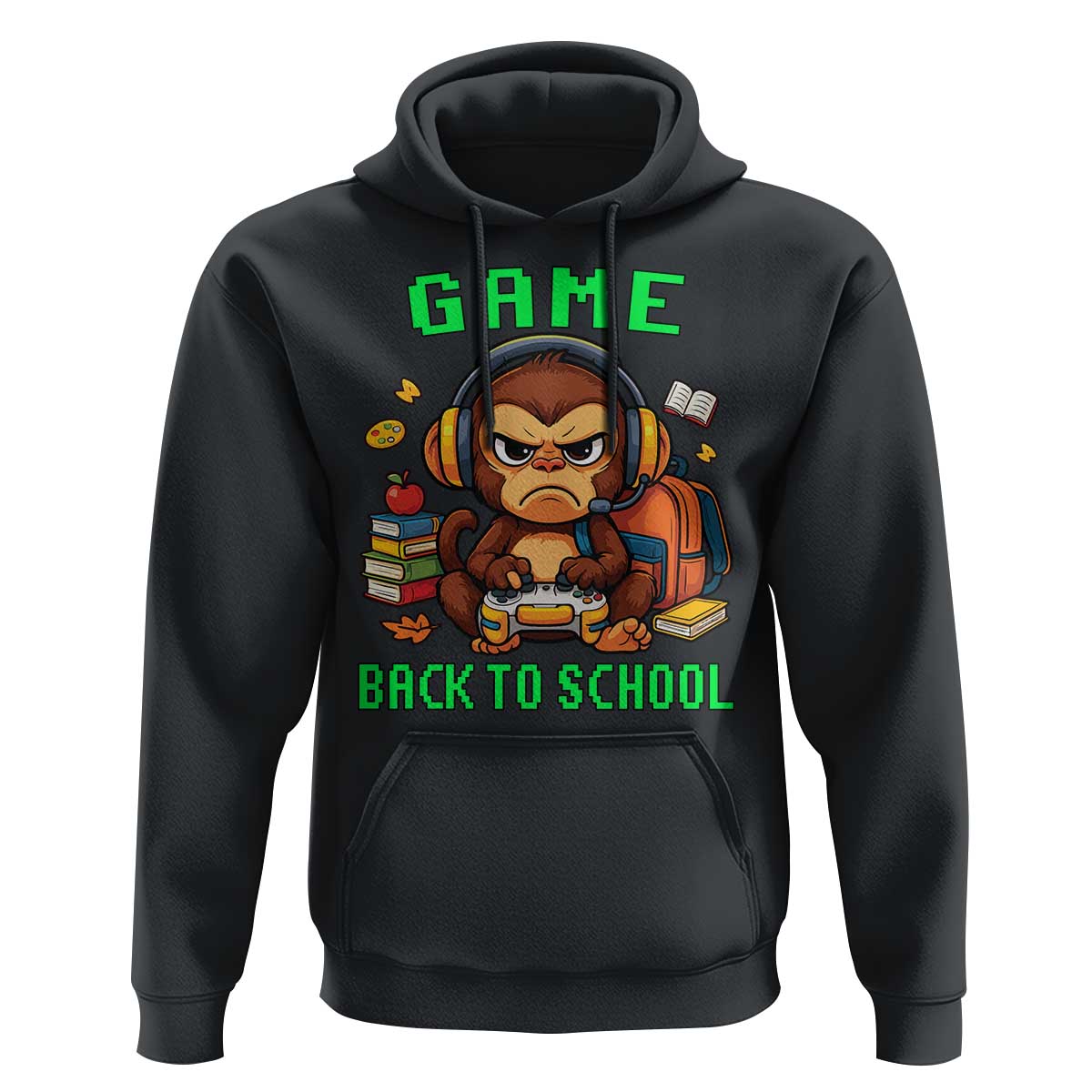 Funny Video Game Hoodie Cute Monkey Back To School - Wonder Print Shop