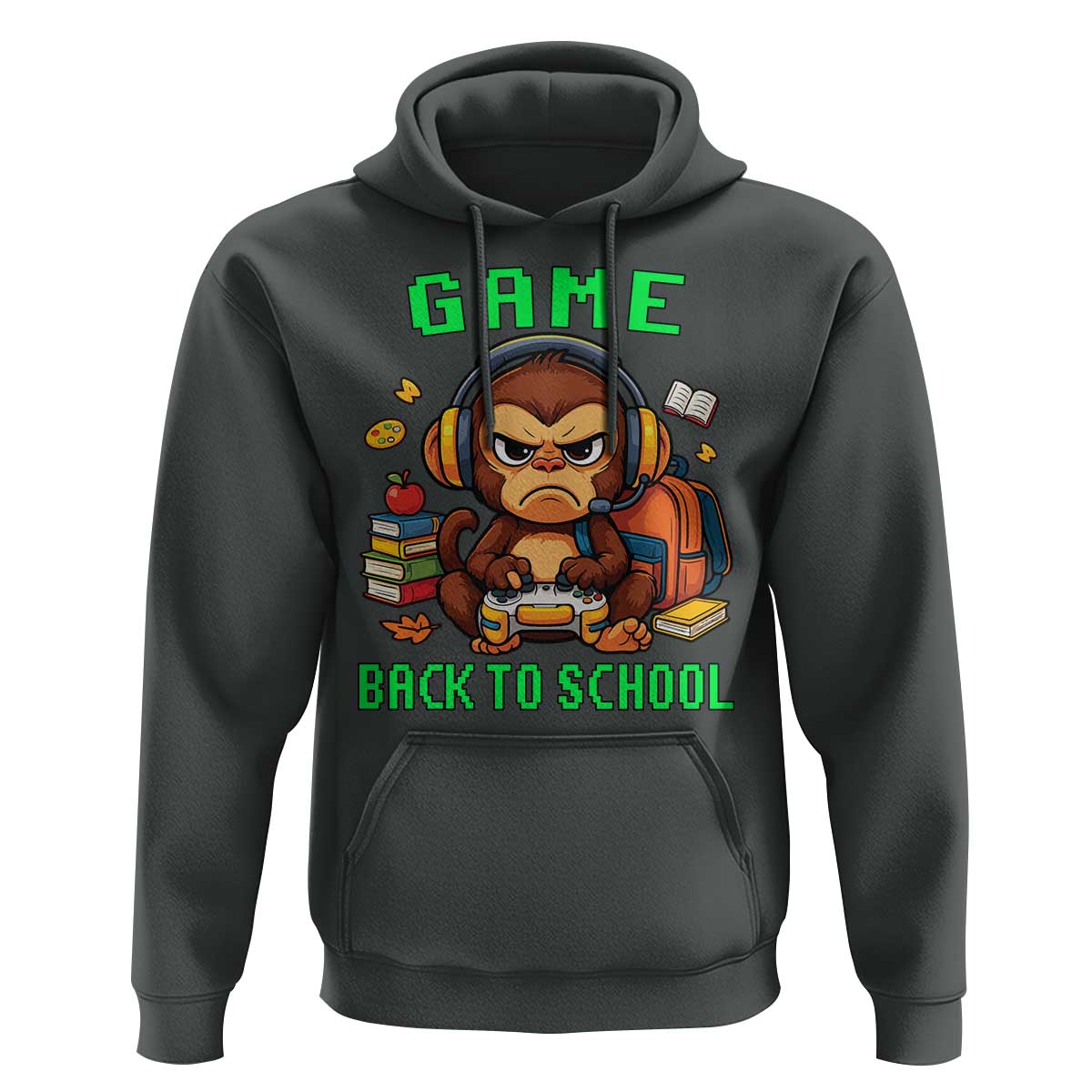 Funny Video Game Hoodie Cute Monkey Back To School - Wonder Print Shop