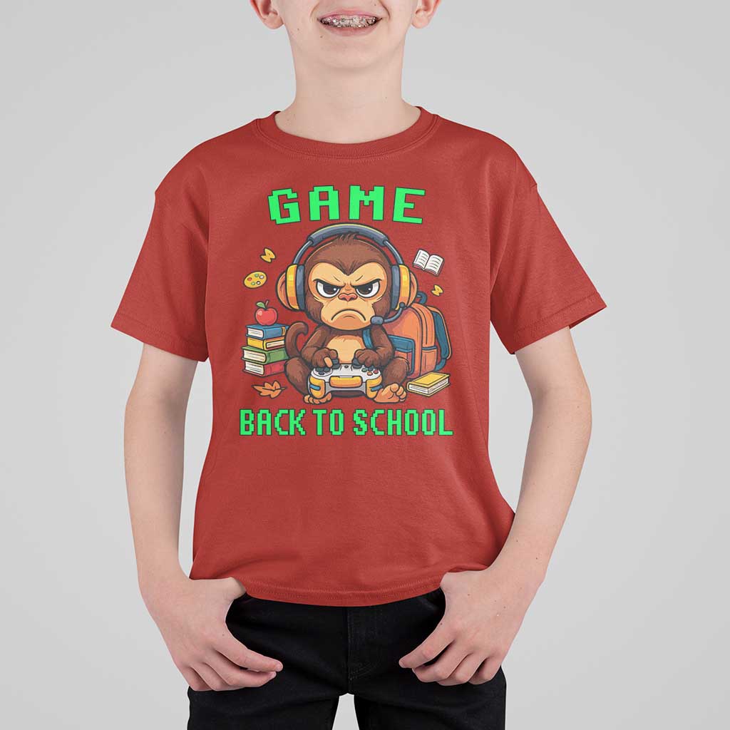 Funny Video Game T Shirt For Kid Cute Monkey Back To School - Wonder Print Shop