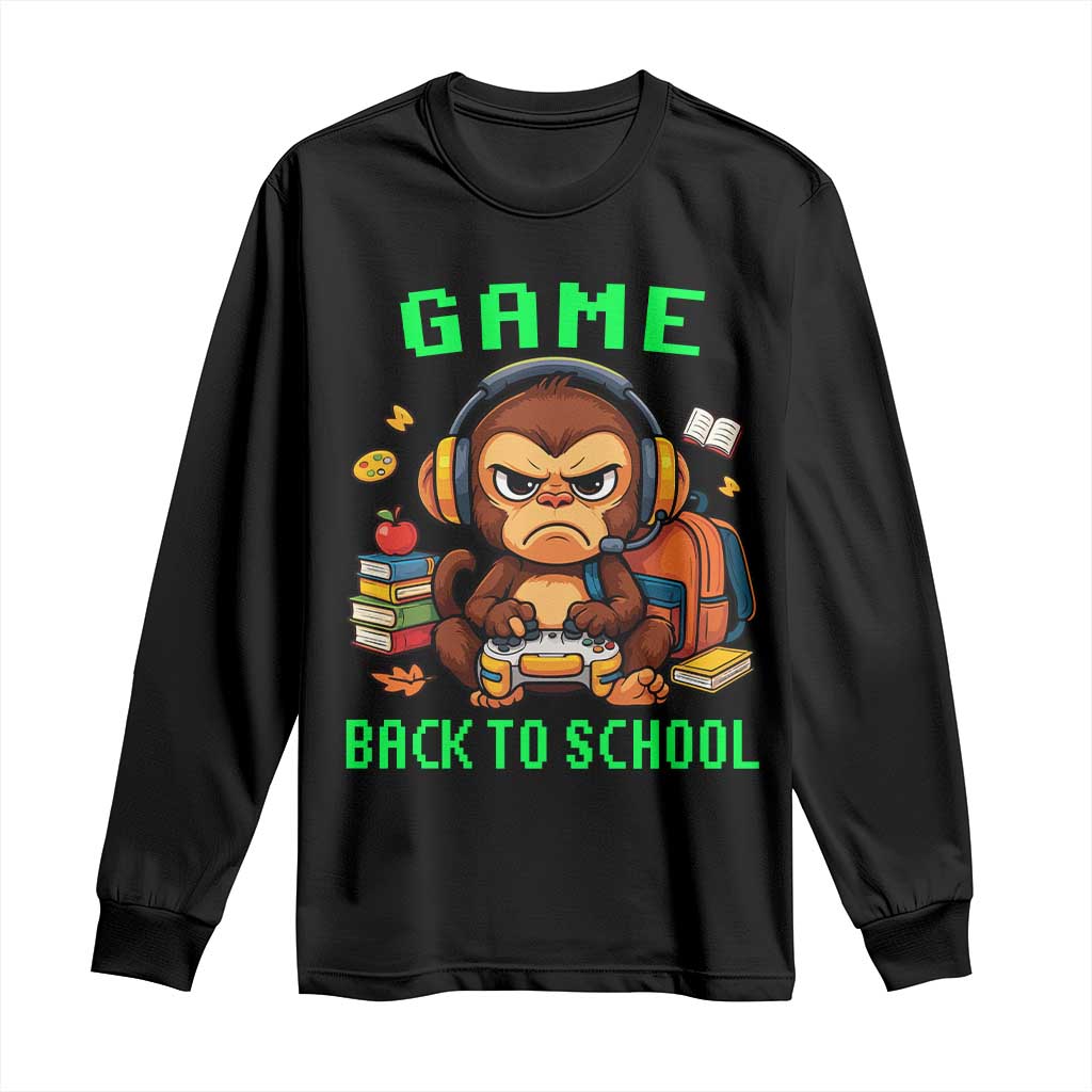 Funny Video Game Long Sleeve Shirt Cute Monkey Back To School - Wonder Print Shop