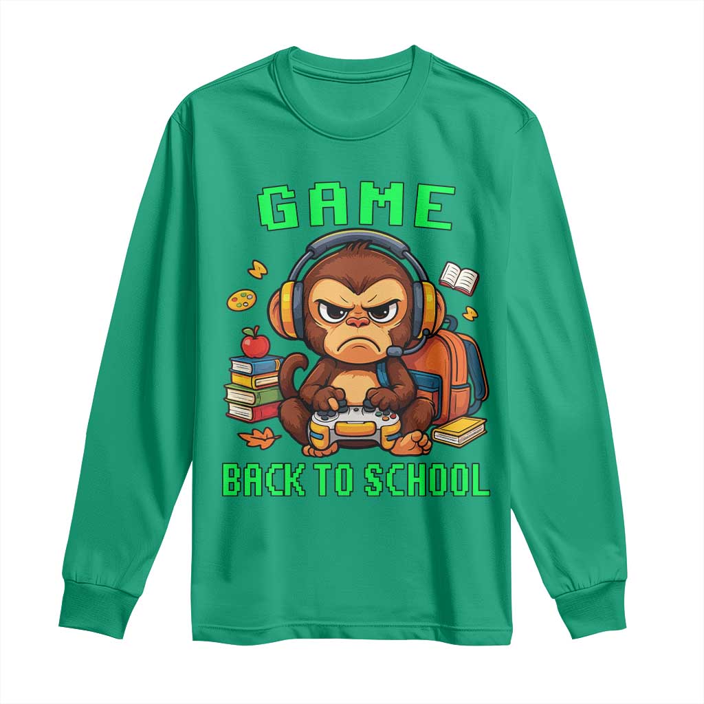 Funny Video Game Long Sleeve Shirt Cute Monkey Back To School - Wonder Print Shop