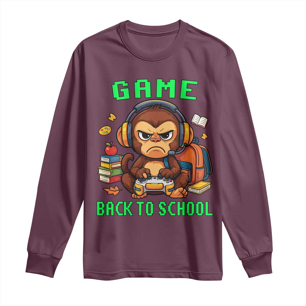 Funny Video Game Long Sleeve Shirt Cute Monkey Back To School - Wonder Print Shop
