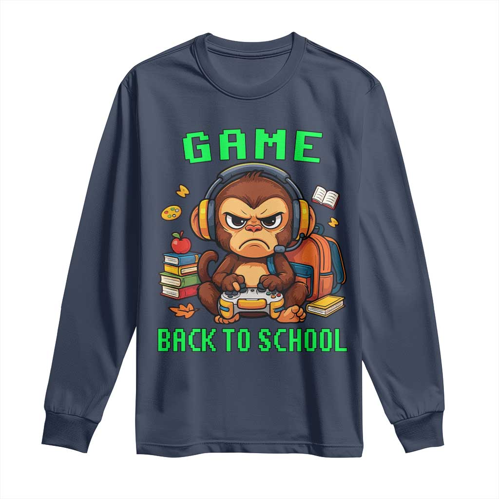 Funny Video Game Long Sleeve Shirt Cute Monkey Back To School - Wonder Print Shop