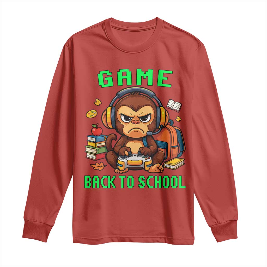 Funny Video Game Long Sleeve Shirt Cute Monkey Back To School - Wonder Print Shop