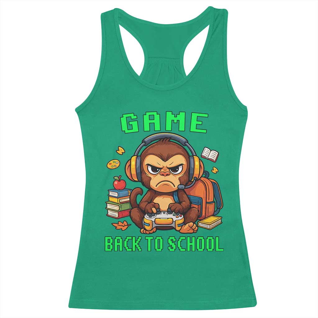Funny Video Game Racerback Tank Top Cute Monkey Back To School - Wonder Print Shop
