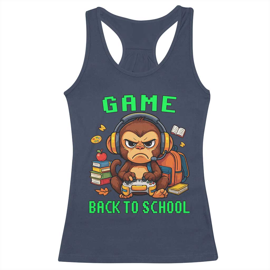 Funny Video Game Racerback Tank Top Cute Monkey Back To School - Wonder Print Shop