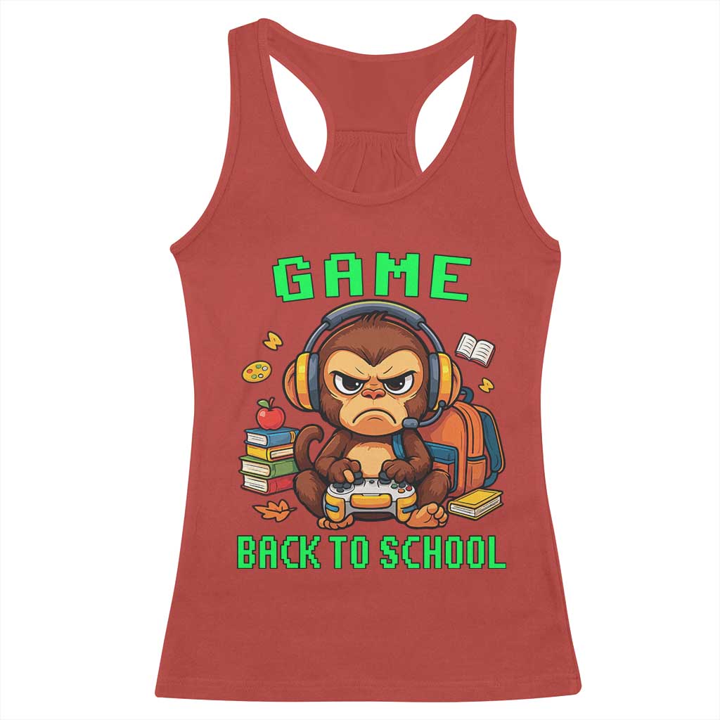 Funny Video Game Racerback Tank Top Cute Monkey Back To School - Wonder Print Shop