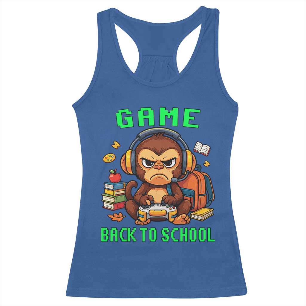Funny Video Game Racerback Tank Top Cute Monkey Back To School - Wonder Print Shop