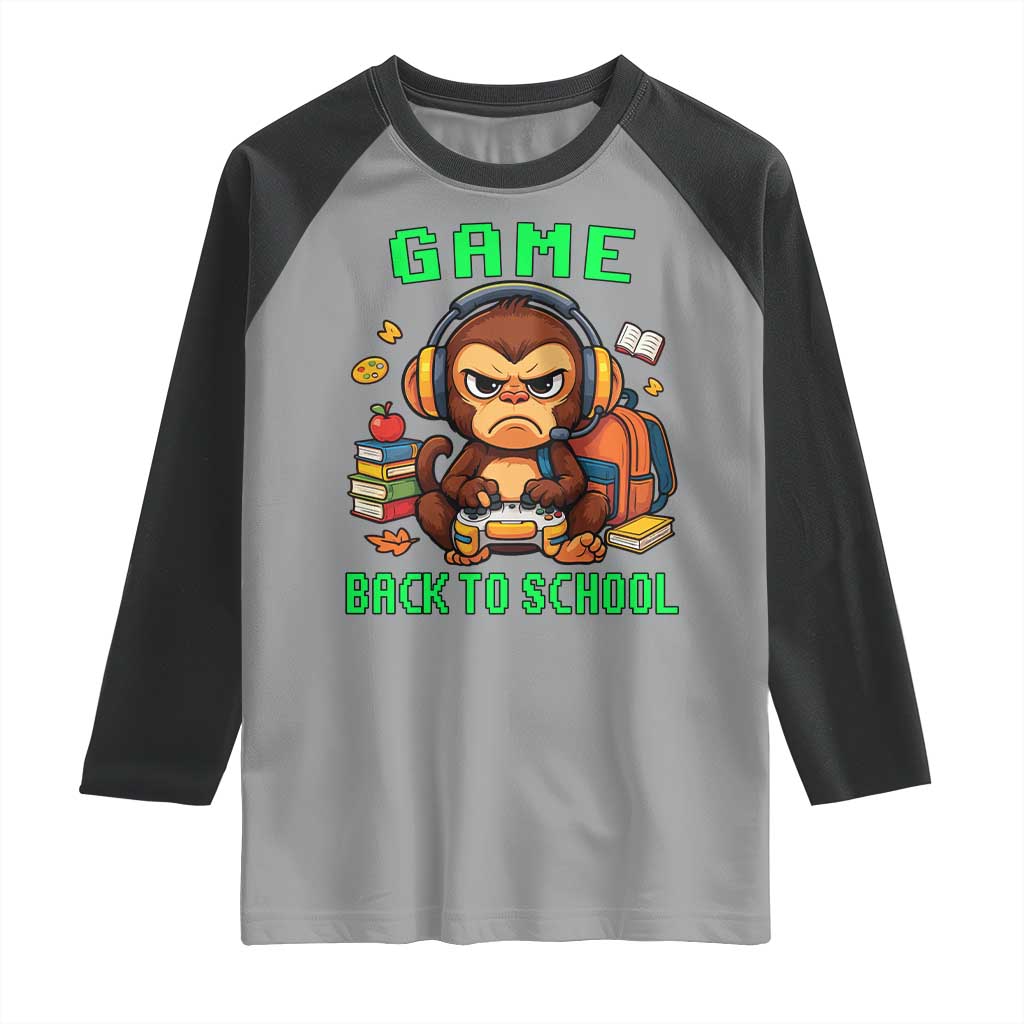 Funny Video Game Raglan Shirt Cute Monkey Back To School - Wonder Print Shop
