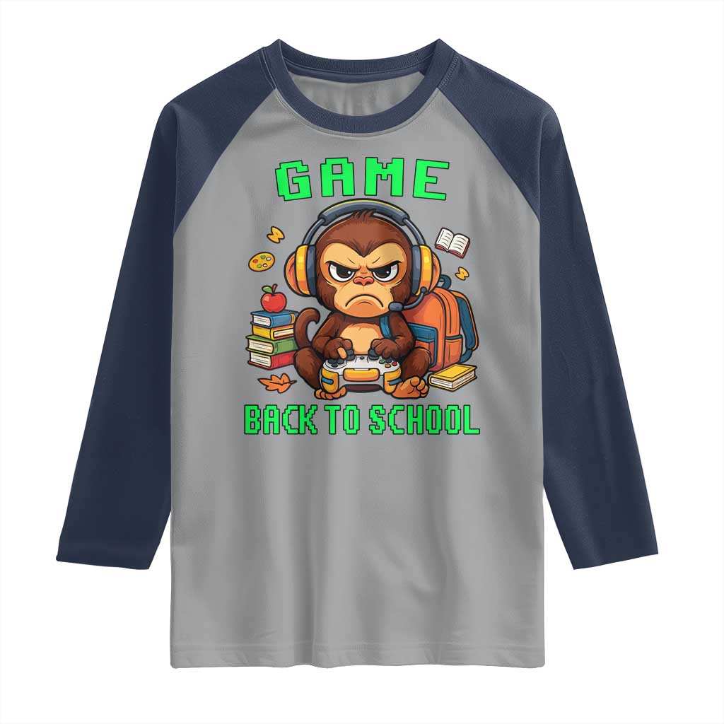 Funny Video Game Raglan Shirt Cute Monkey Back To School - Wonder Print Shop
