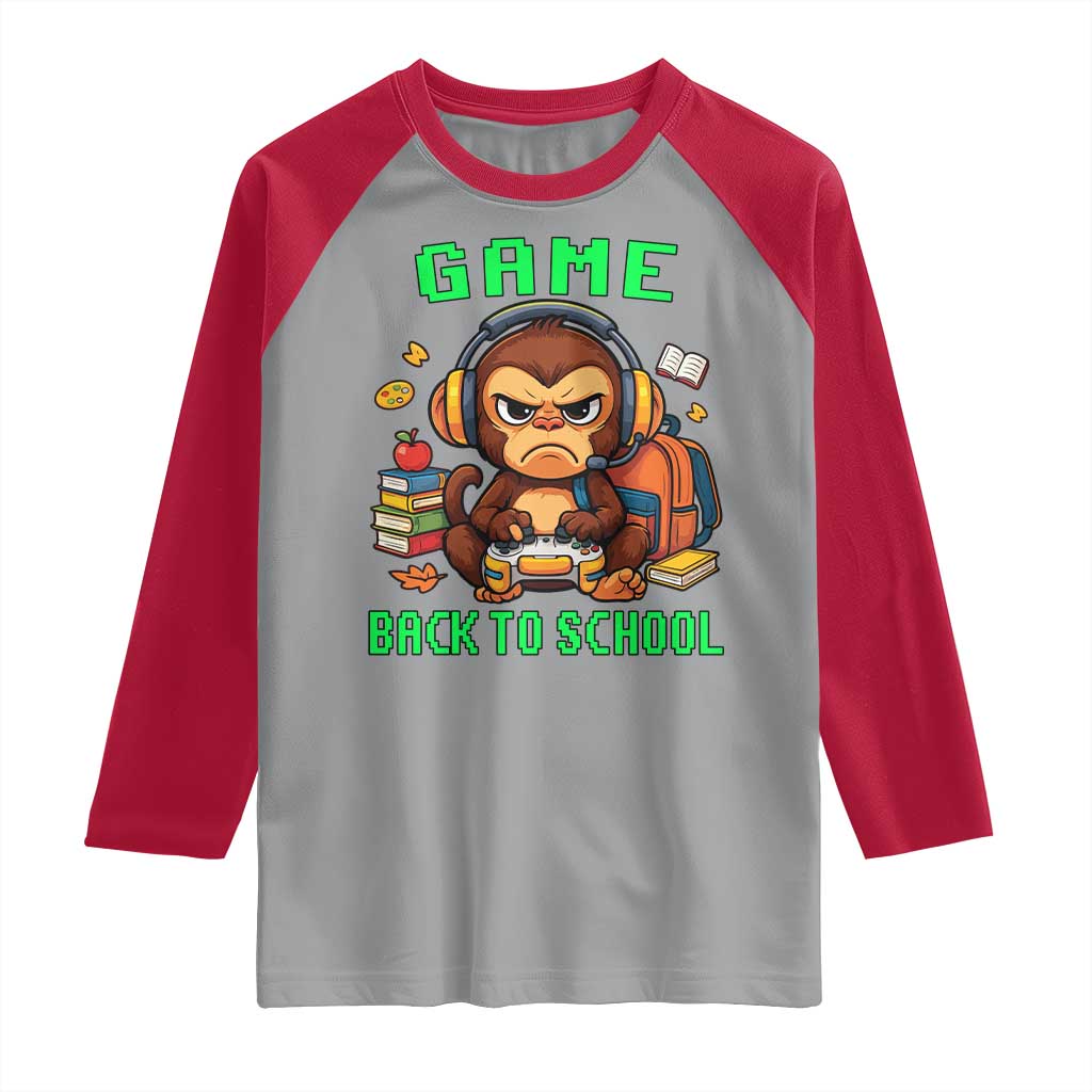 Funny Video Game Raglan Shirt Cute Monkey Back To School - Wonder Print Shop