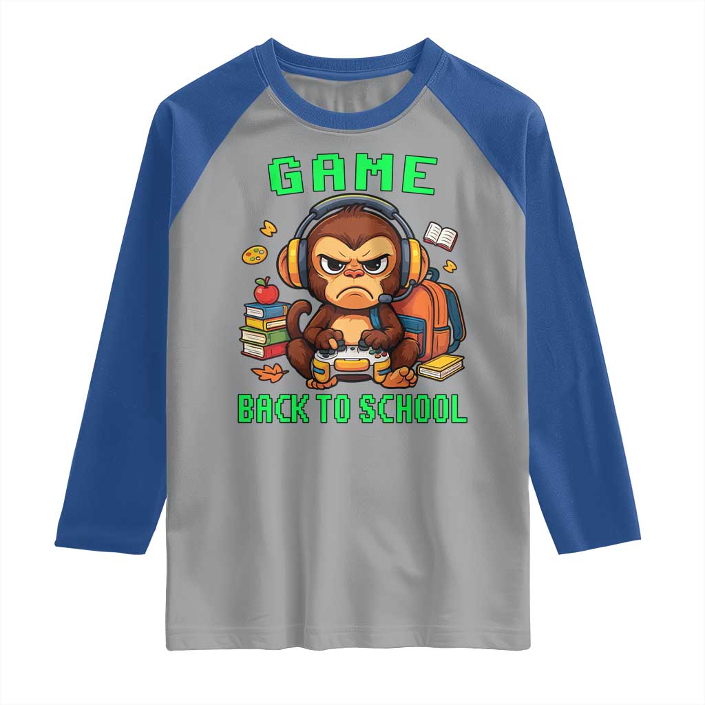 Funny Video Game Raglan Shirt Cute Monkey Back To School - Wonder Print Shop