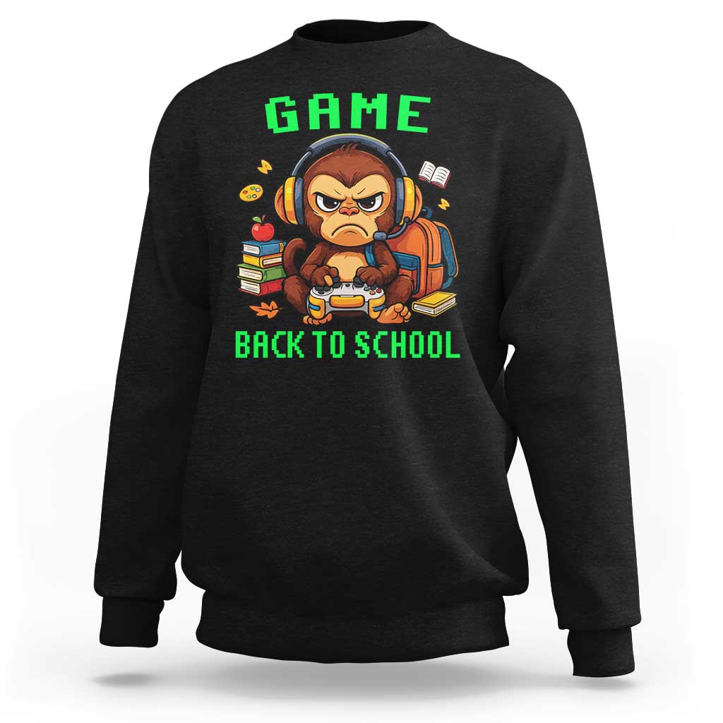Funny Video Game Sweatshirt Cute Monkey Back To School - Wonder Print Shop