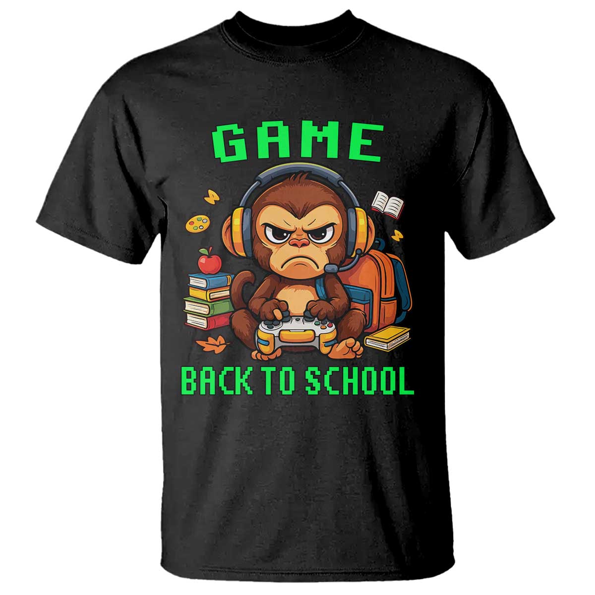 Funny Video Game T Shirt Cute Monkey Back To School - Wonder Print Shop