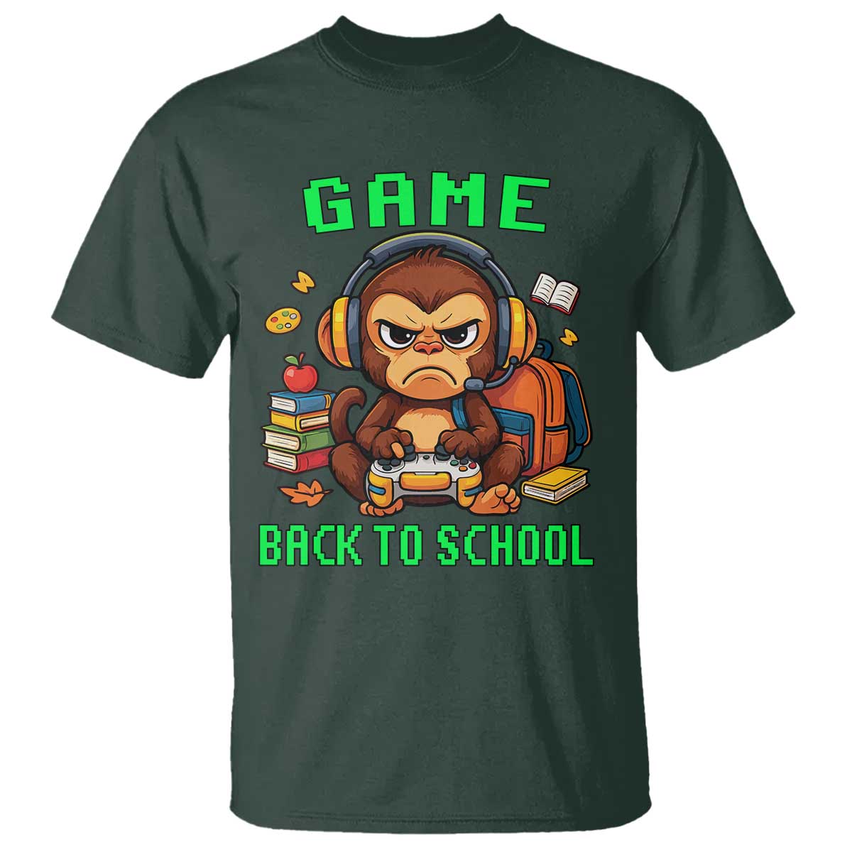 Funny Video Game T Shirt Cute Monkey Back To School - Wonder Print Shop