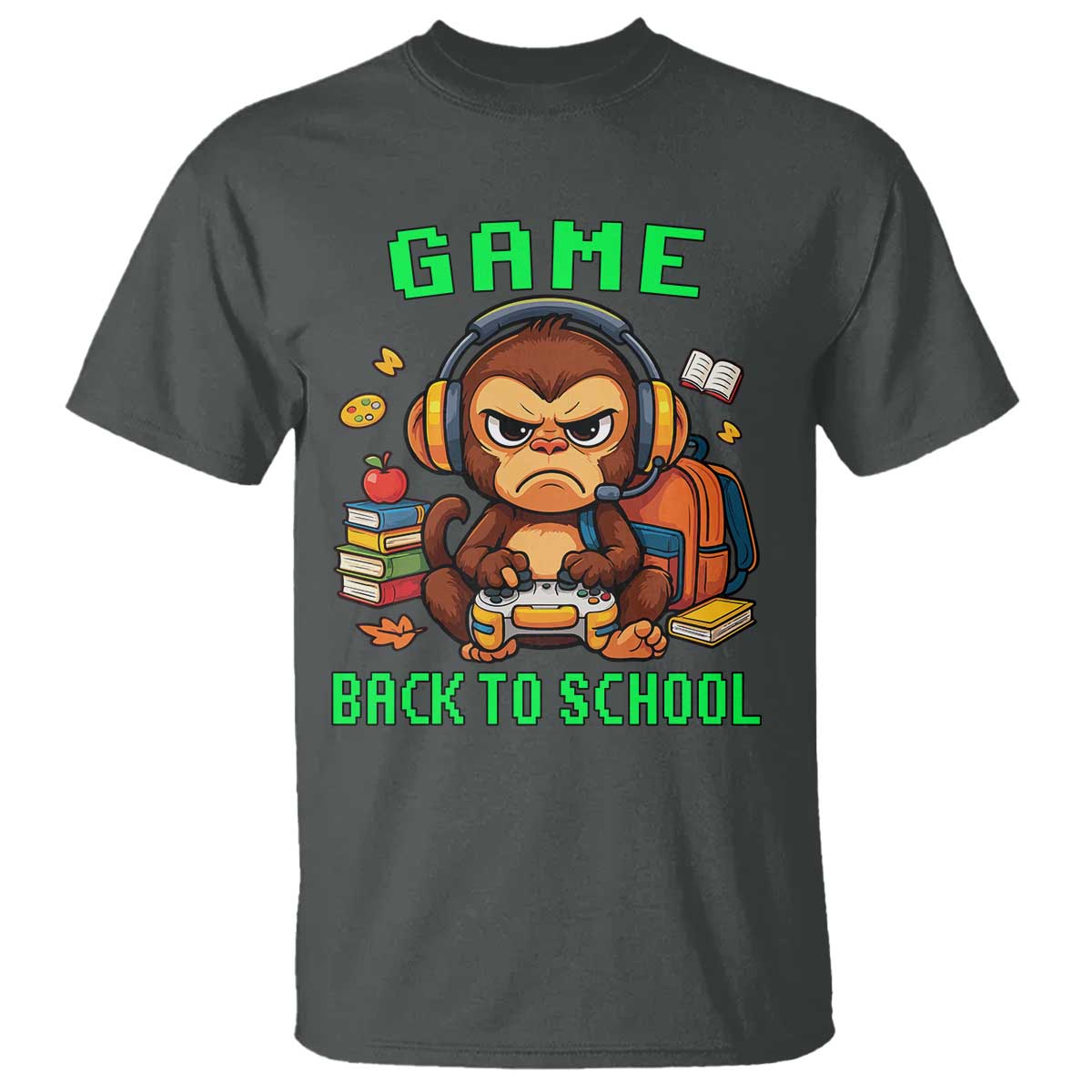 Funny Video Game T Shirt Cute Monkey Back To School - Wonder Print Shop