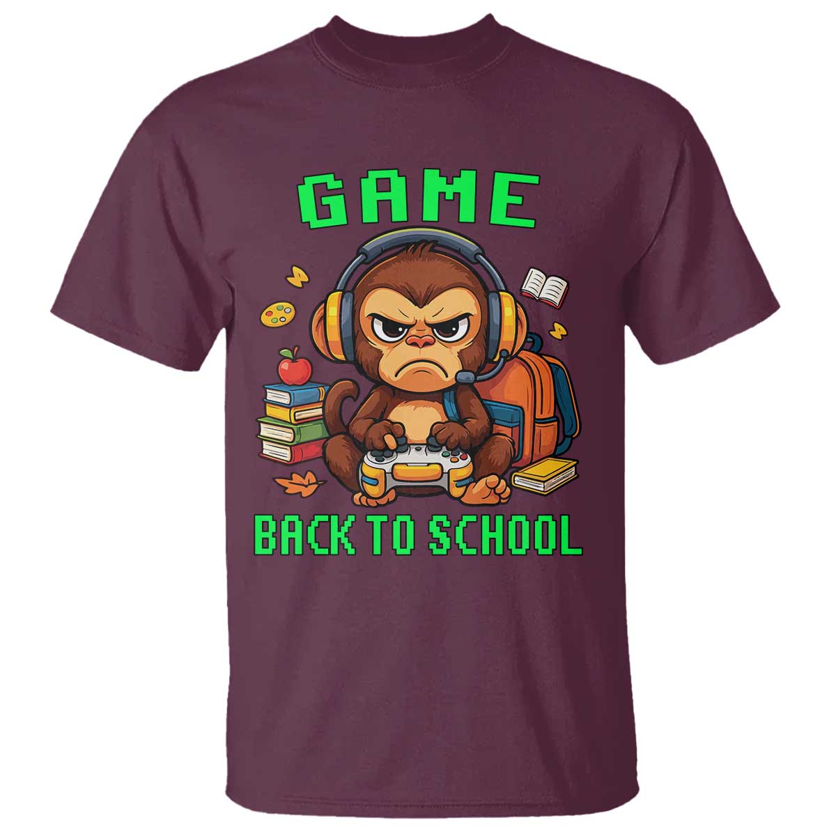 Funny Video Game T Shirt Cute Monkey Back To School - Wonder Print Shop