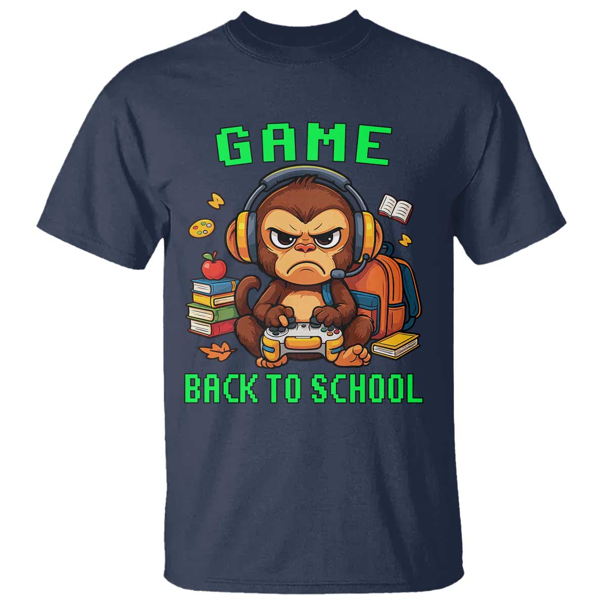 Funny Video Game T Shirt Cute Monkey Back To School - Wonder Print Shop