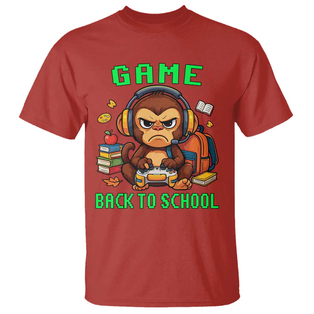 Funny Video Game T Shirt Cute Monkey Back To School - Wonder Print Shop