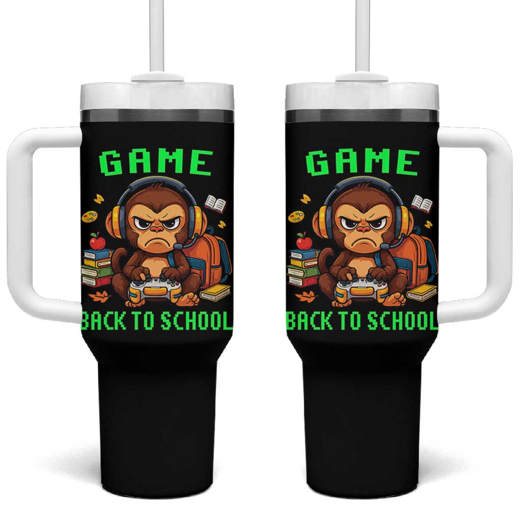Funny Video Game Tumbler With Handle Cute Monkey Back To School - Wonder Print Shop