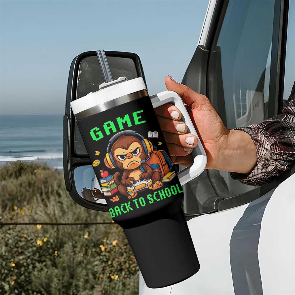 Funny Video Game Tumbler With Handle Cute Monkey Back To School - Wonder Print Shop