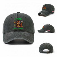 Funny Video Game Washed Cotton Baseball Cap Cute Monkey Back To School